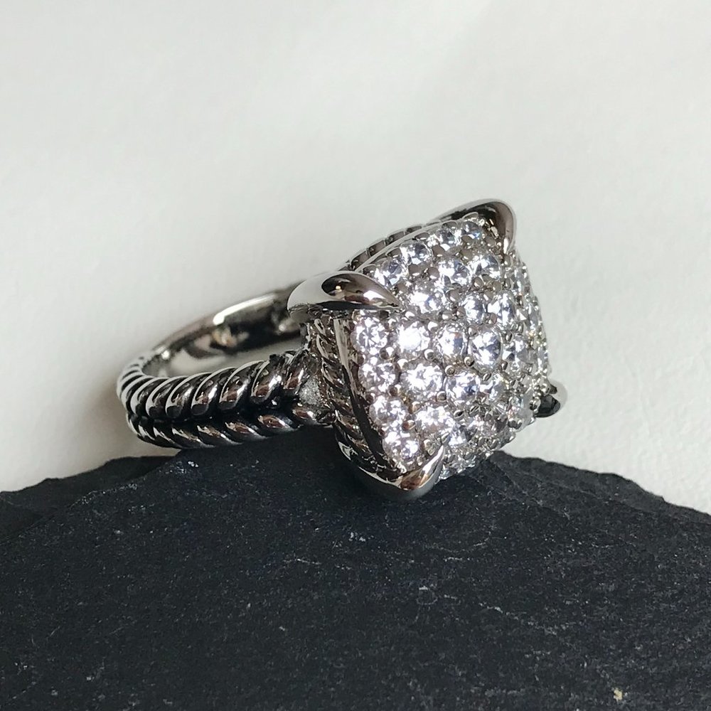 David Yurman Sterling Silver Chatelaine ring wdiamonds sz 8